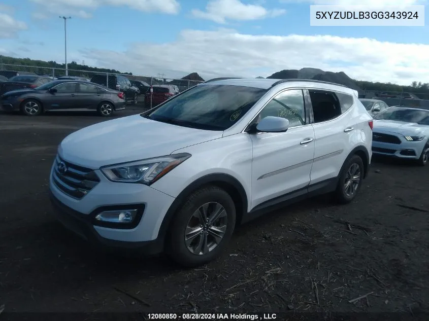 2016 Hyundai Santa Fe Sport VIN: 5XYZUDLB3GG343924 Lot: 12080850