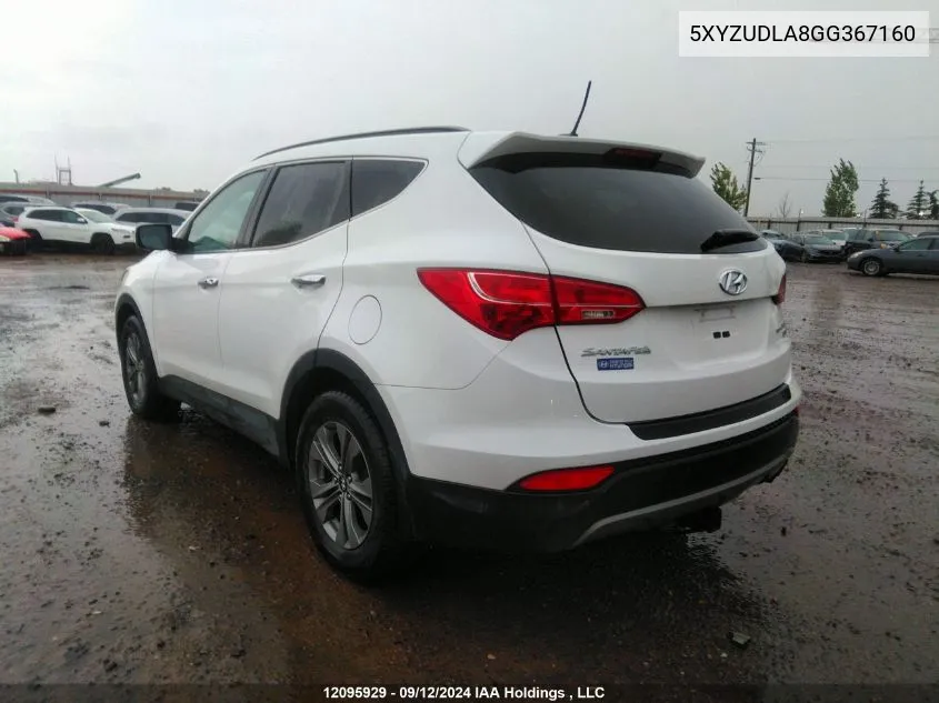 2016 Hyundai Santa Fe Sport VIN: 5XYZUDLA8GG367160 Lot: 12095929