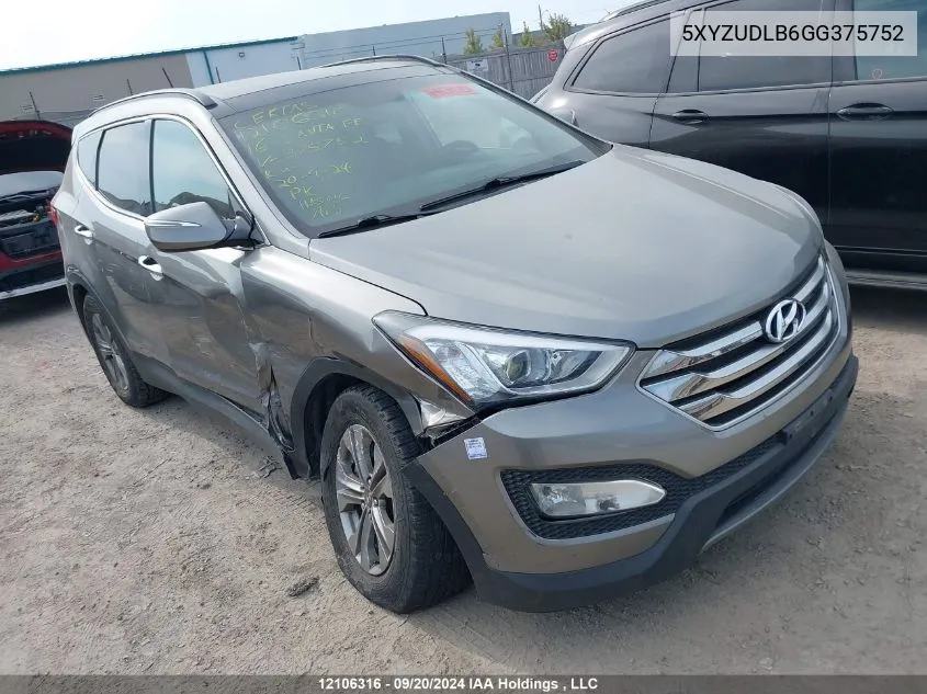 2016 Hyundai Santa Fe Sport VIN: 5XYZUDLB6GG375752 Lot: 12106316