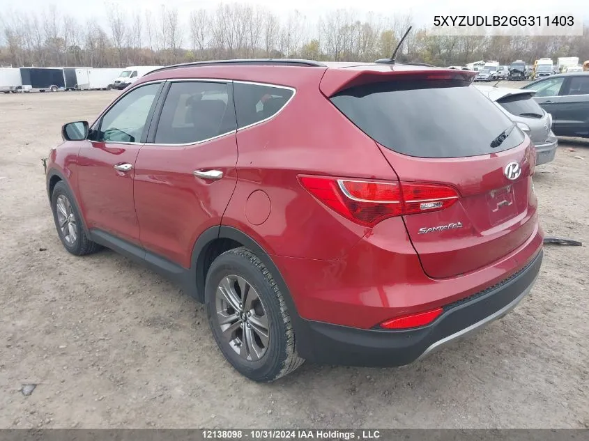 2016 Hyundai Santa Fe Sport 2.4 Premium VIN: 5XYZUDLB2GG311403 Lot: 12138098