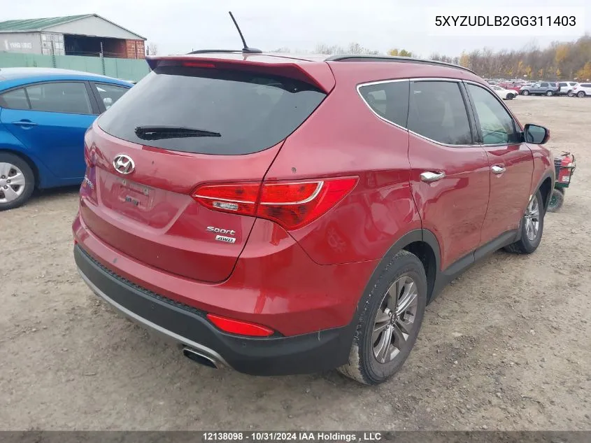 2016 Hyundai Santa Fe Sport 2.4 Premium VIN: 5XYZUDLB2GG311403 Lot: 12138098