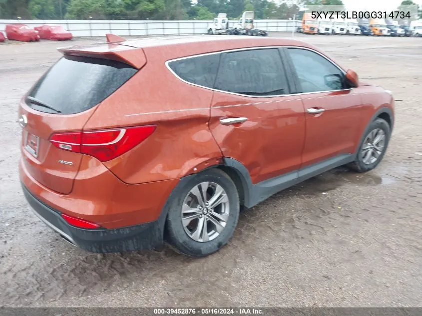 2016 Hyundai Santa Fe Sport 2.4L VIN: 5XYZT3LB0GG314734 Lot: 39452876