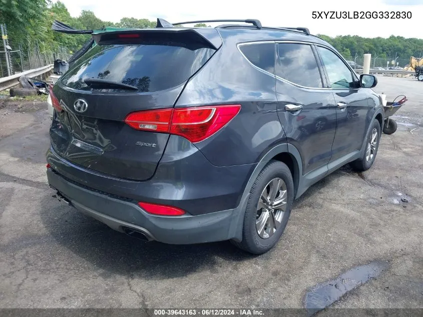 2016 Hyundai Santa Fe Sport 2.4L VIN: 5XYZU3LB2GG332830 Lot: 39643163