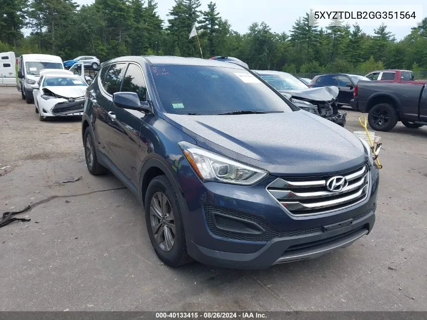 2016 Hyundai Santa Fe Sport 2.4L VIN: 5XYZTDLB2GG351564 Lot: 40133415