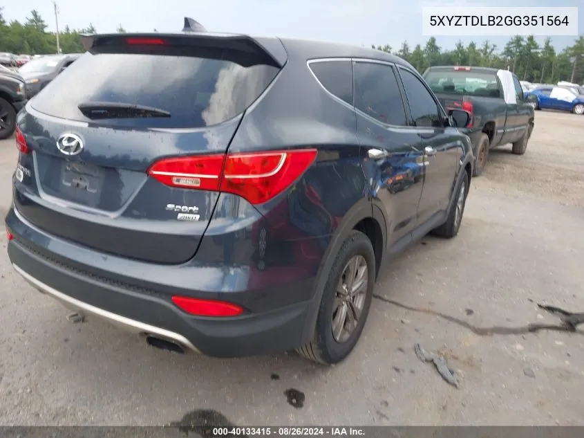 2016 Hyundai Santa Fe Sport 2.4L VIN: 5XYZTDLB2GG351564 Lot: 40133415