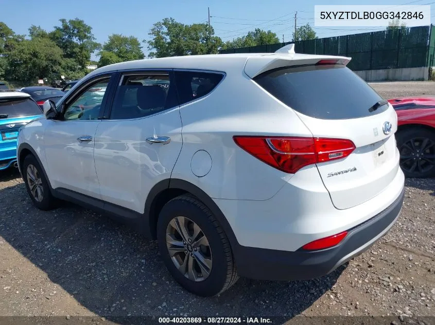 5XYZTDLB0GG342846 2016 Hyundai Santa Fe Sport 2.4L