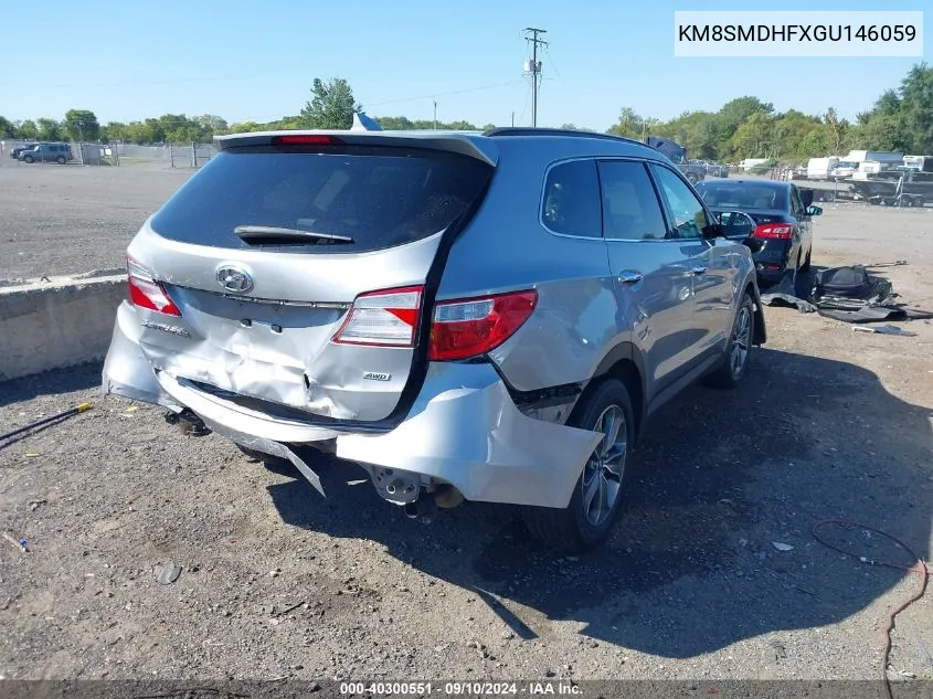 2016 Hyundai Santa Fe Se VIN: KM8SMDHFXGU146059 Lot: 40300551