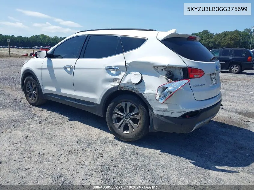 2016 Hyundai Santa Fe Sport 2.4L VIN: 5XYZU3LB3GG375699 Lot: 40305582