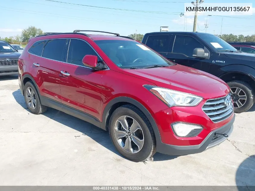 2016 Hyundai Santa Fe Se VIN: KM8SM4HF0GU135667 Lot: 40331438