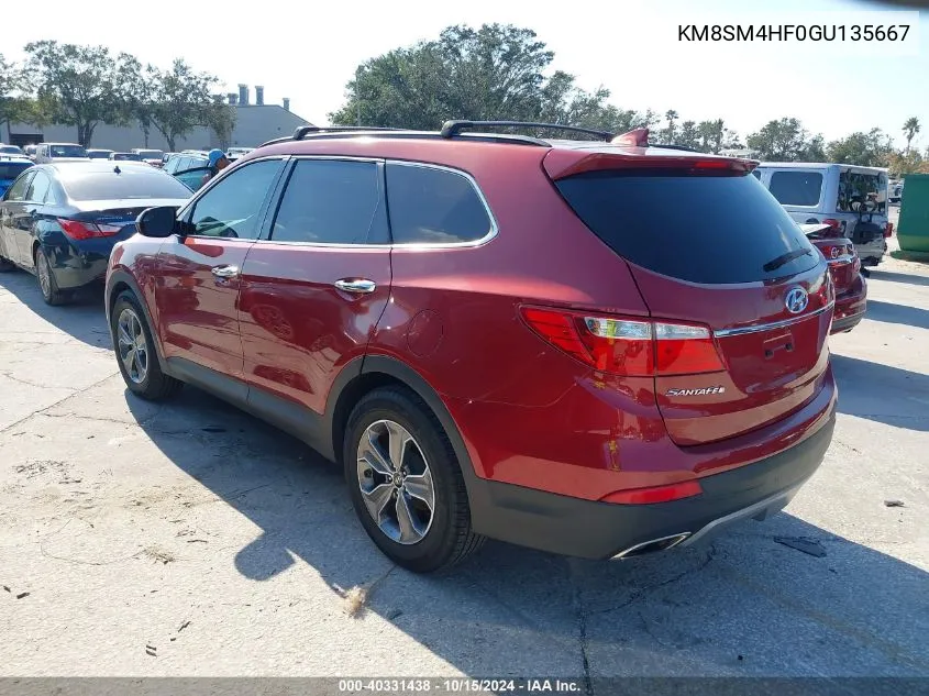 2016 Hyundai Santa Fe Se VIN: KM8SM4HF0GU135667 Lot: 40331438