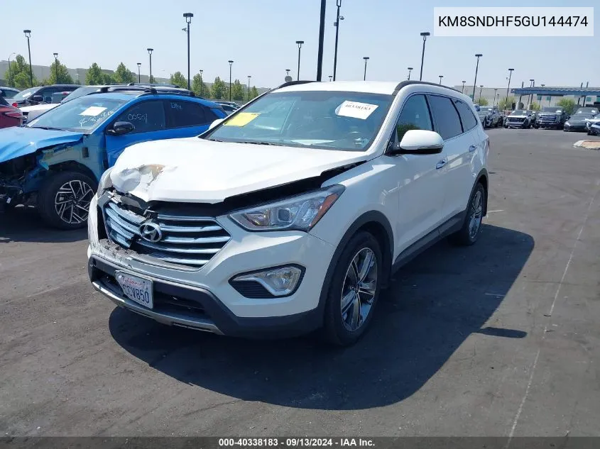 2016 Hyundai Santa Fe Se VIN: KM8SNDHF5GU144474 Lot: 40338183