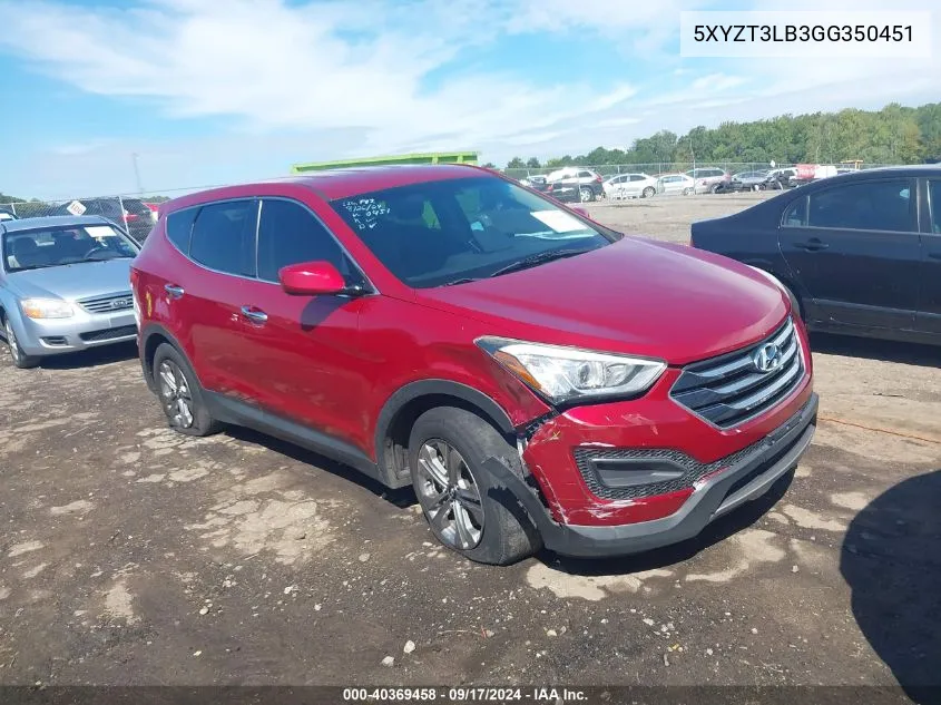 5XYZT3LB3GG350451 2016 Hyundai Santa Fe Sport 2.4L