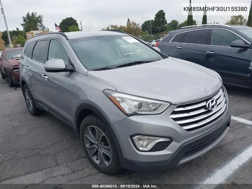 2016 Hyundai Santa Fe Se VIN: KM8SMDHF3GU155380 Lot: 40386012