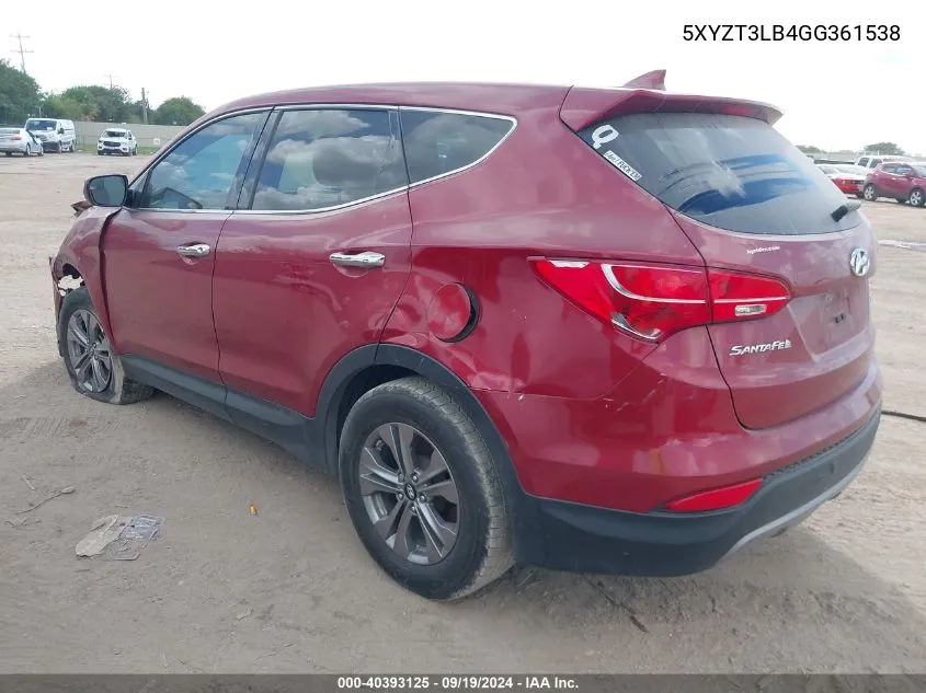 5XYZT3LB4GG361538 2016 Hyundai Santa Fe Sport 2.4L