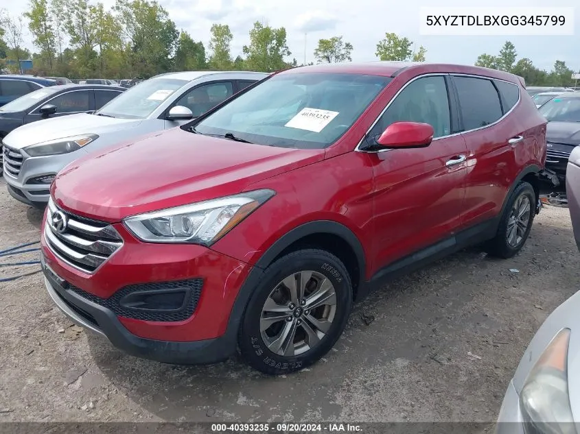 2016 Hyundai Santa Fe Sport 2.4L VIN: 5XYZTDLBXGG345799 Lot: 40393235