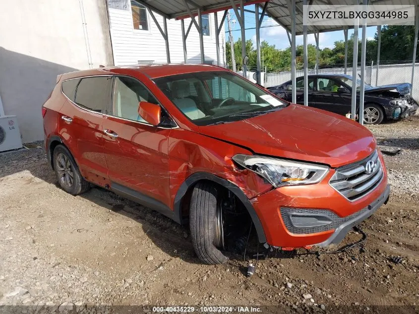 2016 Hyundai Santa Fe Sport 2.4L VIN: 5XYZT3LBXGG344985 Lot: 40435229