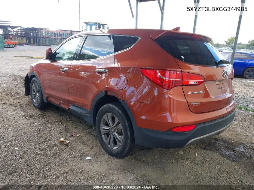 2016 Hyundai Santa Fe Sport 2.4L VIN: 5XYZT3LBXGG344985 Lot: 40435229