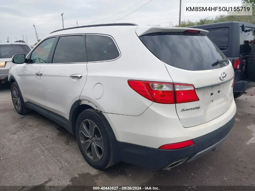 2016 Hyundai Santa Fe Se VIN: KM8SM4HF5GU155719 Lot: 40443827