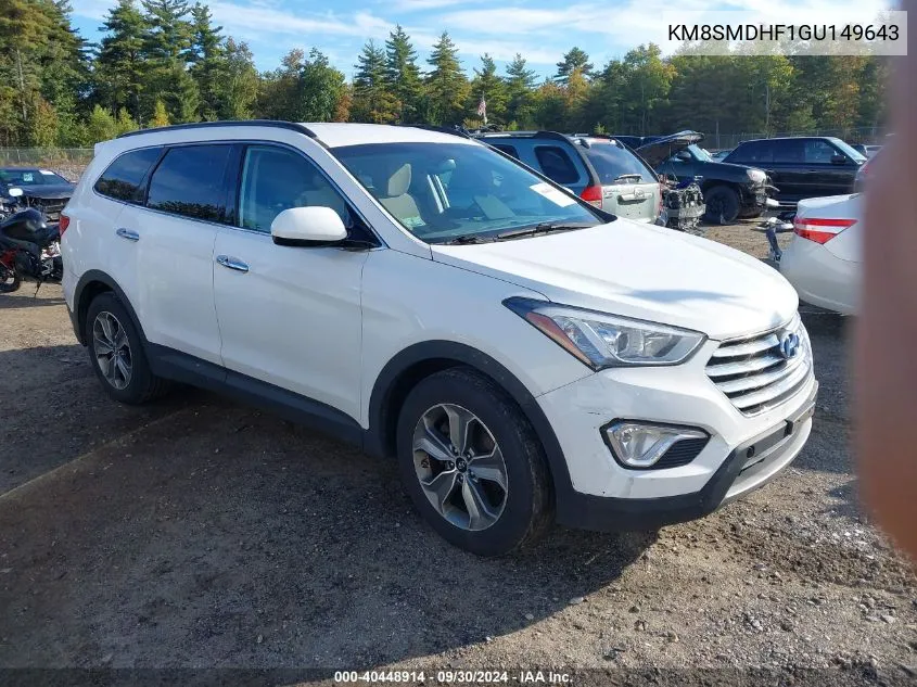 2016 Hyundai Santa Fe Se VIN: KM8SMDHF1GU149643 Lot: 40448914