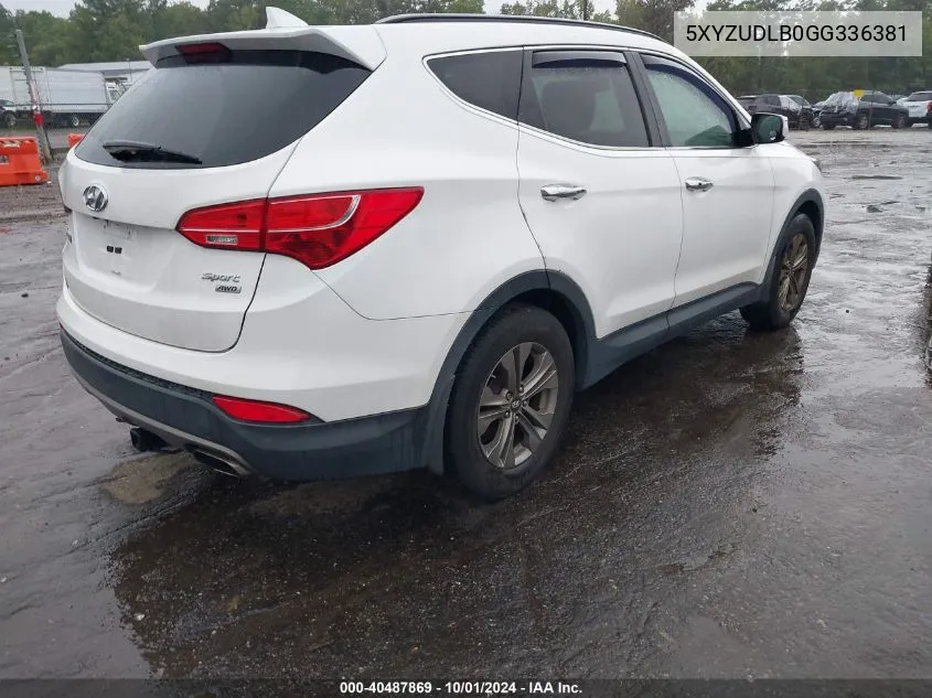 2016 Hyundai Santa Fe Sport 2.4L VIN: 5XYZUDLB0GG336381 Lot: 40487869