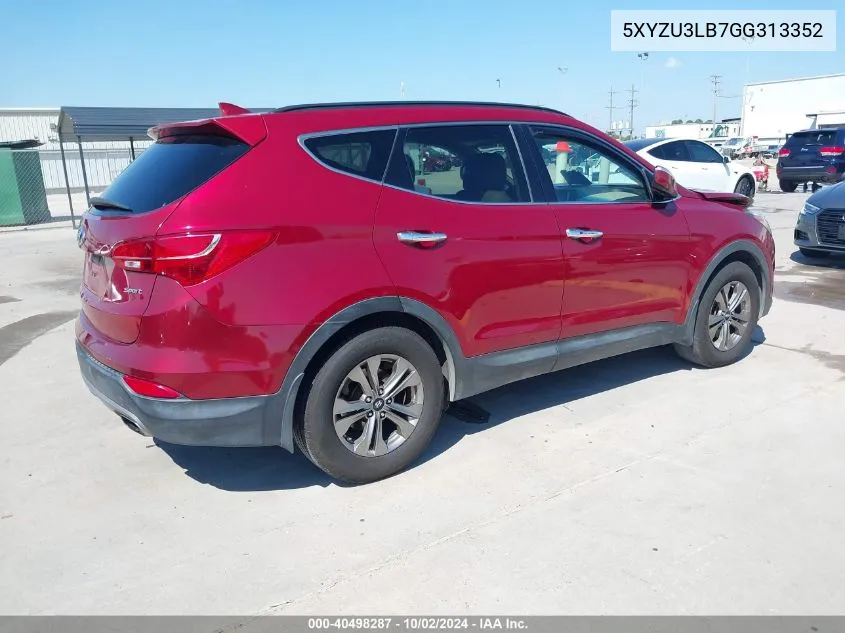 2016 Hyundai Santa Fe Sport 2.4L VIN: 5XYZU3LB7GG313352 Lot: 40498287