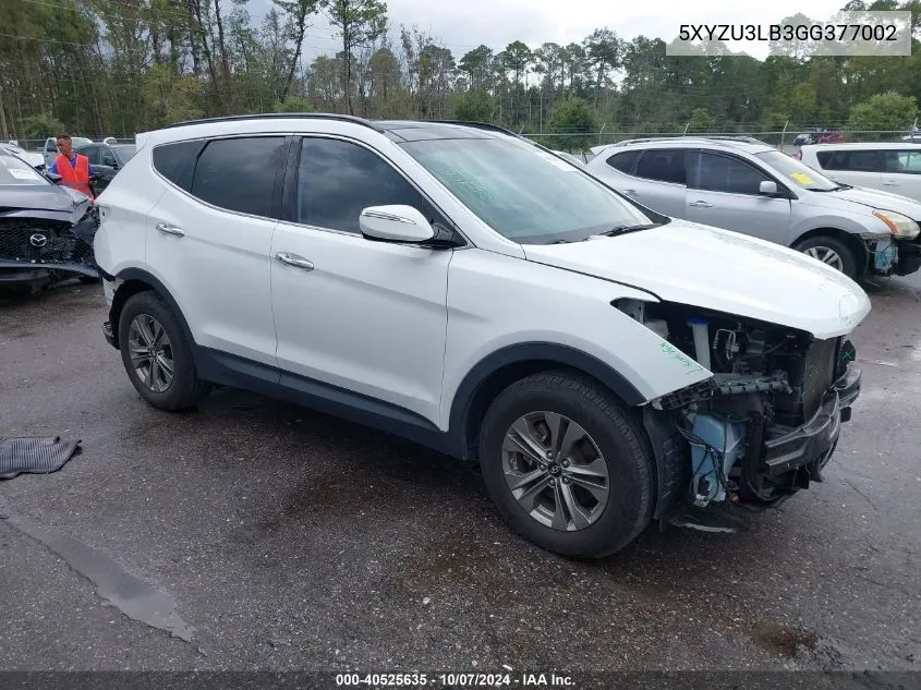 2016 Hyundai Santa Fe Sport VIN: 5XYZU3LB3GG377002 Lot: 40525635