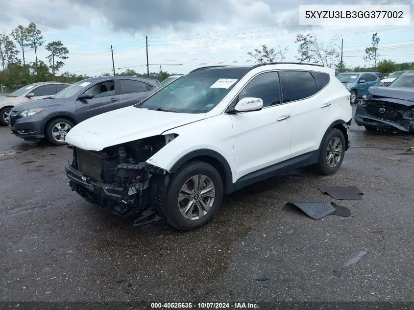 2016 Hyundai Santa Fe Sport VIN: 5XYZU3LB3GG377002 Lot: 40525635