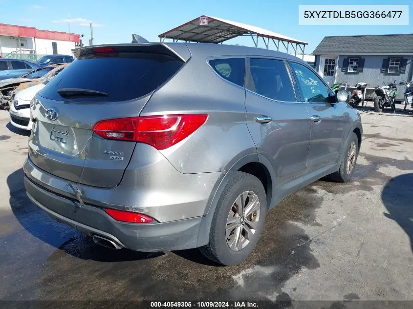 2016 Hyundai Santa Fe Sport 2.4L VIN: 5XYZTDLB5GG366477 Lot: 40549305