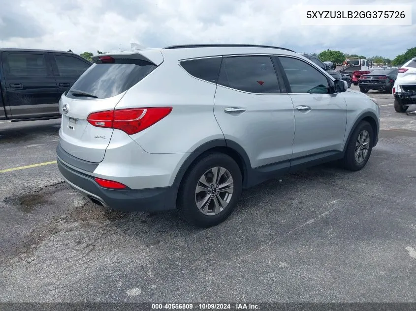 2016 Hyundai Santa Fe Sport 2.4L VIN: 5XYZU3LB2GG375726 Lot: 40556809