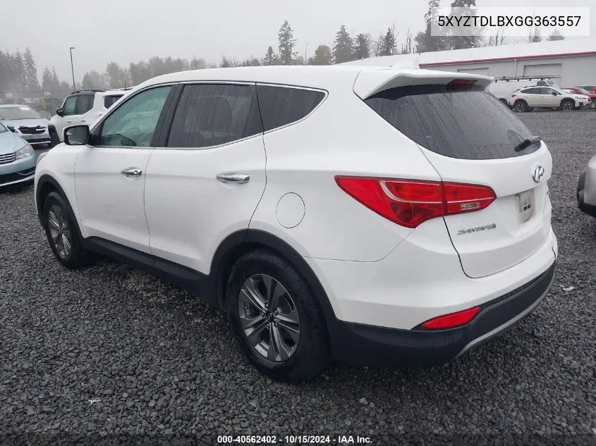 2016 Hyundai Santa Fe Sport 2.4L VIN: 5XYZTDLBXGG363557 Lot: 40562402