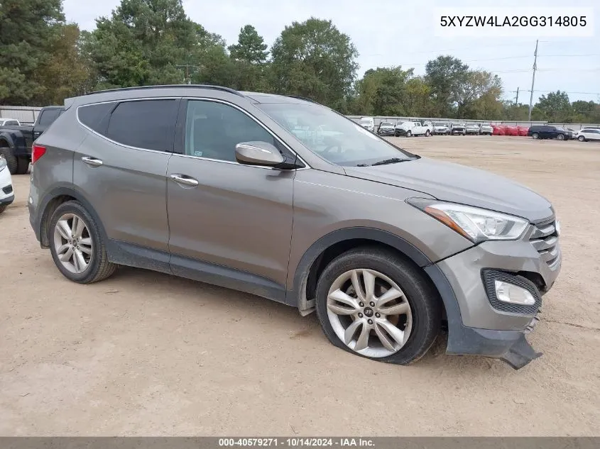 2016 Hyundai Santa Fe Sport VIN: 5XYZW4LA2GG314805 Lot: 40579271