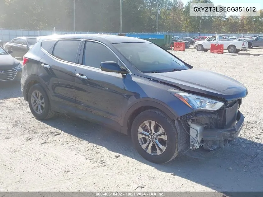 2016 Hyundai Santa Fe Sport 2.4L VIN: 5XYZT3LB6GG351612 Lot: 40610492