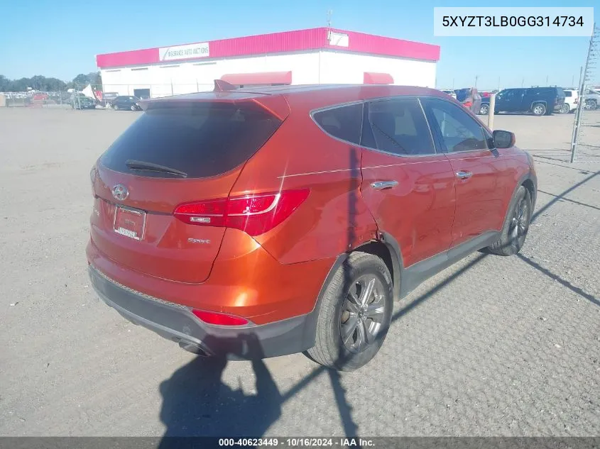 2016 Hyundai Santa Fe Sport 2.4L VIN: 5XYZT3LB0GG314734 Lot: 40623449