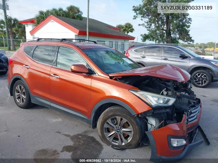 2016 Hyundai Santa Fe Sport 2.4L VIN: 5XYZU3LB2GG331189 Lot: 40639562