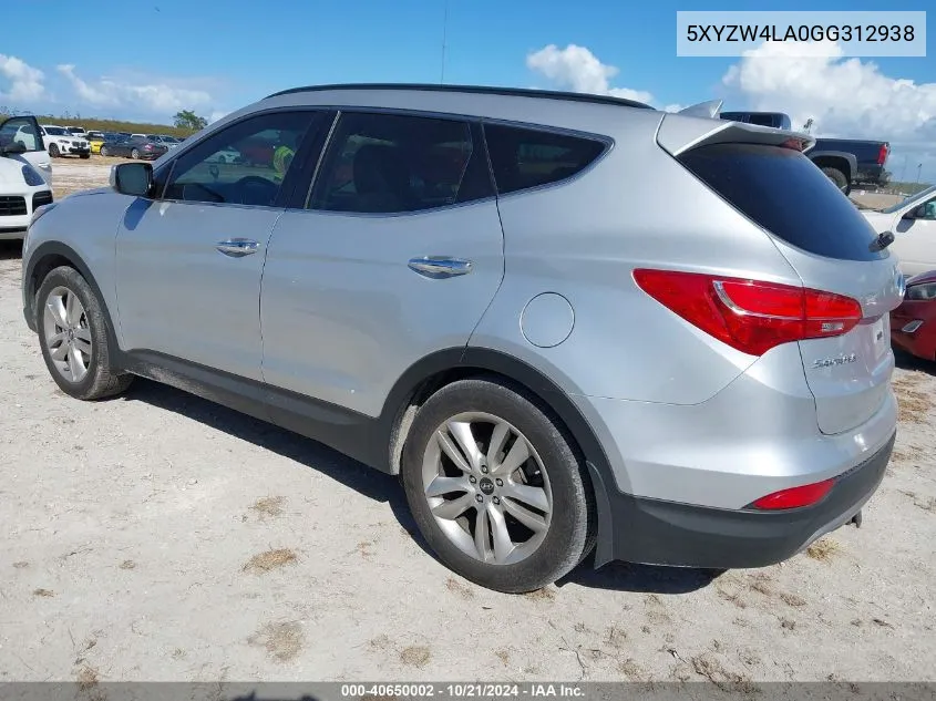 2016 Hyundai Santa Fe Sport 2.0L Turbo VIN: 5XYZW4LA0GG312938 Lot: 40650002