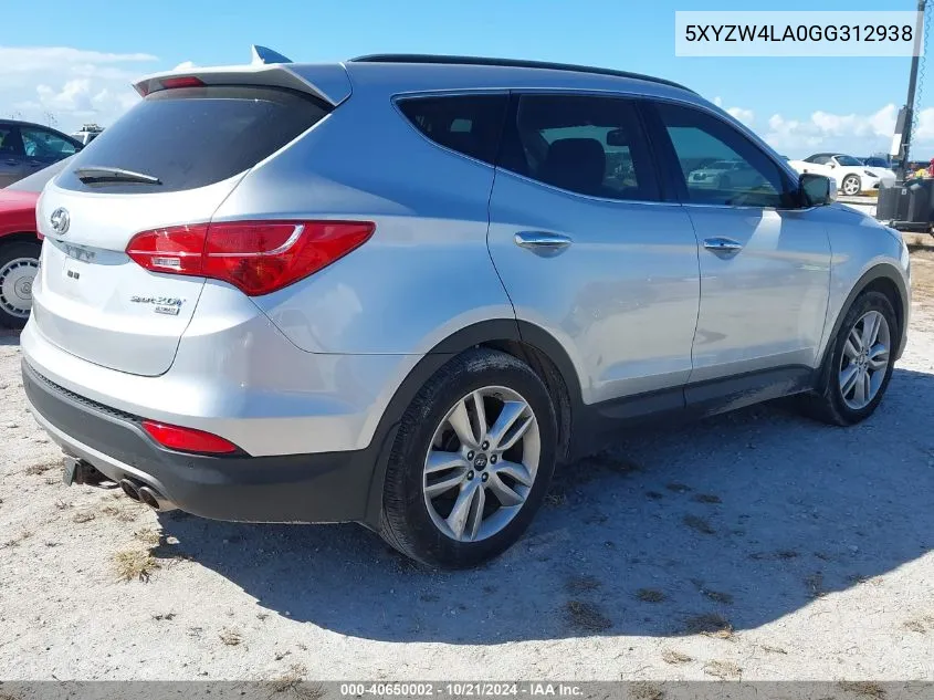 5XYZW4LA0GG312938 2016 Hyundai Santa Fe Sport 2.0L Turbo