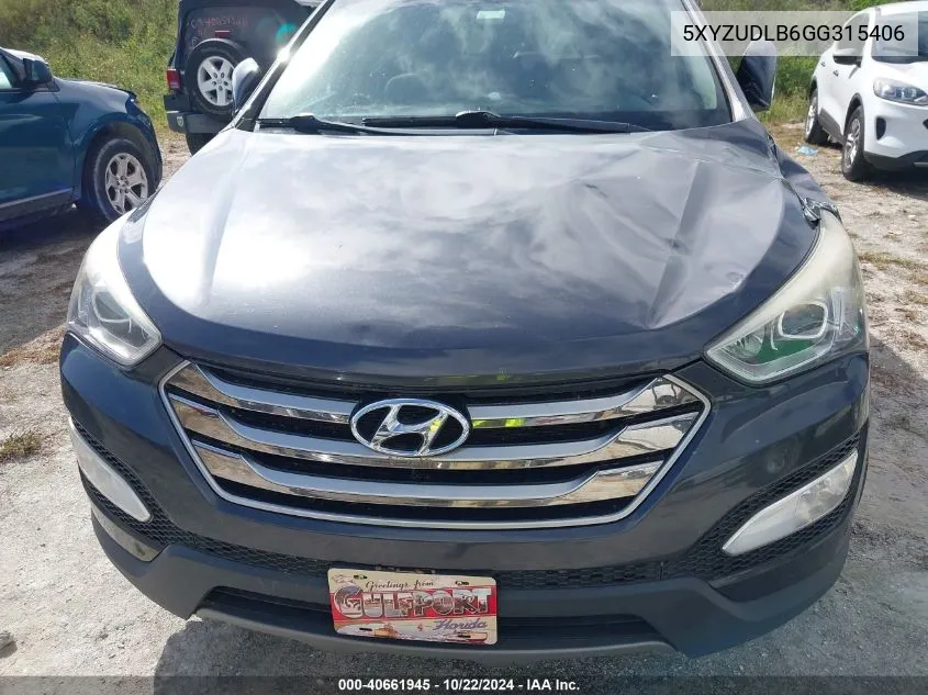 2016 Hyundai Santa Fe Sport 2.4L VIN: 5XYZUDLB6GG315406 Lot: 40661945