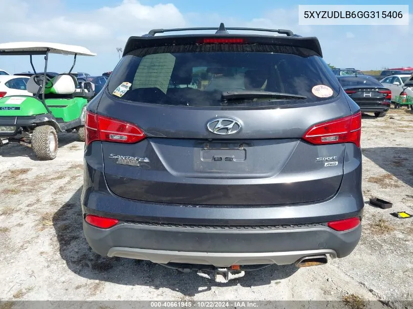 2016 Hyundai Santa Fe Sport 2.4L VIN: 5XYZUDLB6GG315406 Lot: 40661945