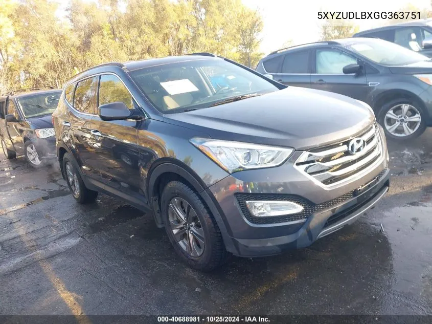 2016 Hyundai Santa Fe Sport 2.4L VIN: 5XYZUDLBXGG363751 Lot: 40688981