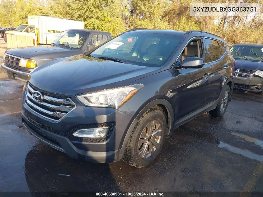 2016 Hyundai Santa Fe Sport 2.4L VIN: 5XYZUDLBXGG363751 Lot: 40688981