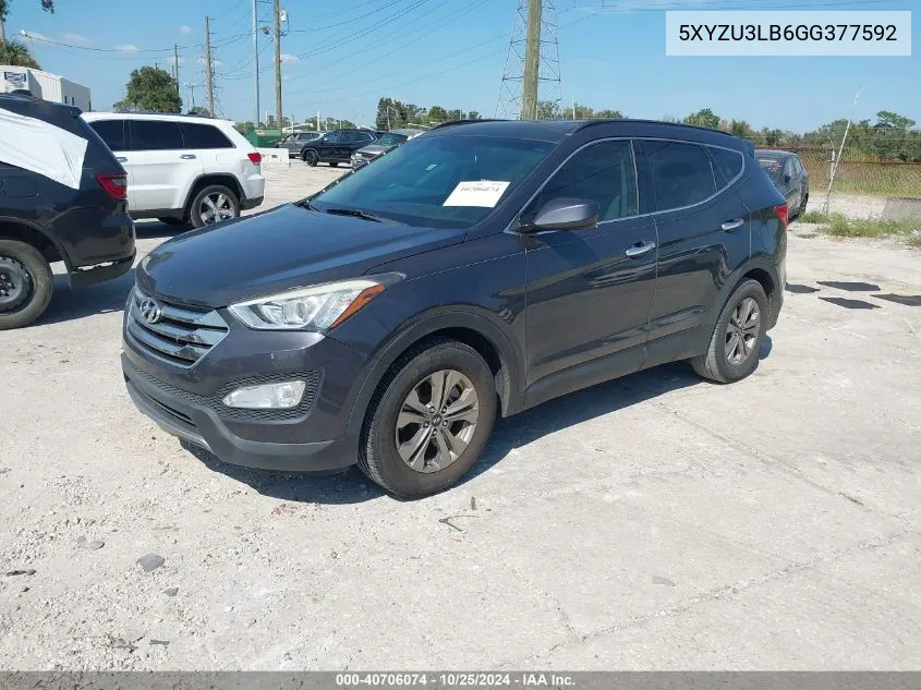 2016 Hyundai Santa Fe Sport 2.4L VIN: 5XYZU3LB6GG377592 Lot: 40706074