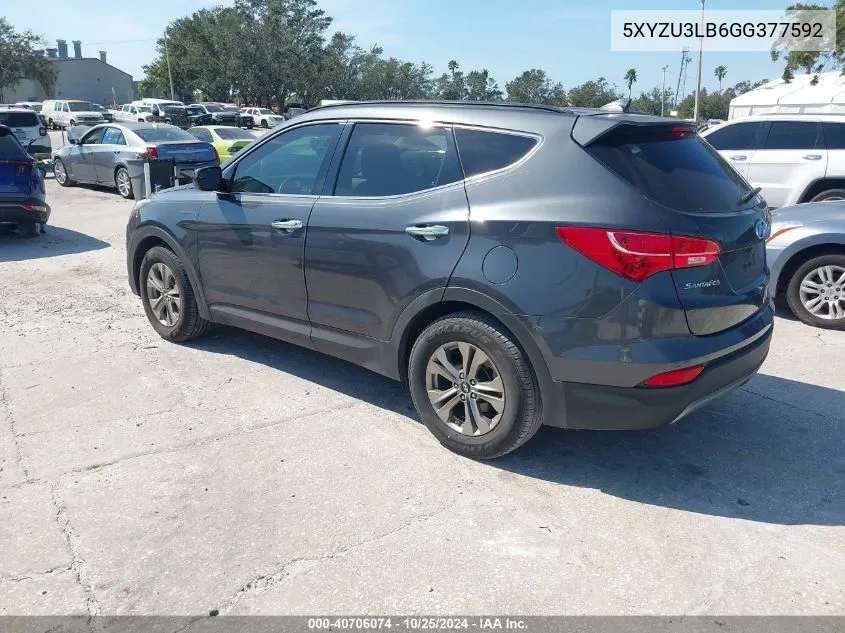 2016 Hyundai Santa Fe Sport 2.4L VIN: 5XYZU3LB6GG377592 Lot: 40706074