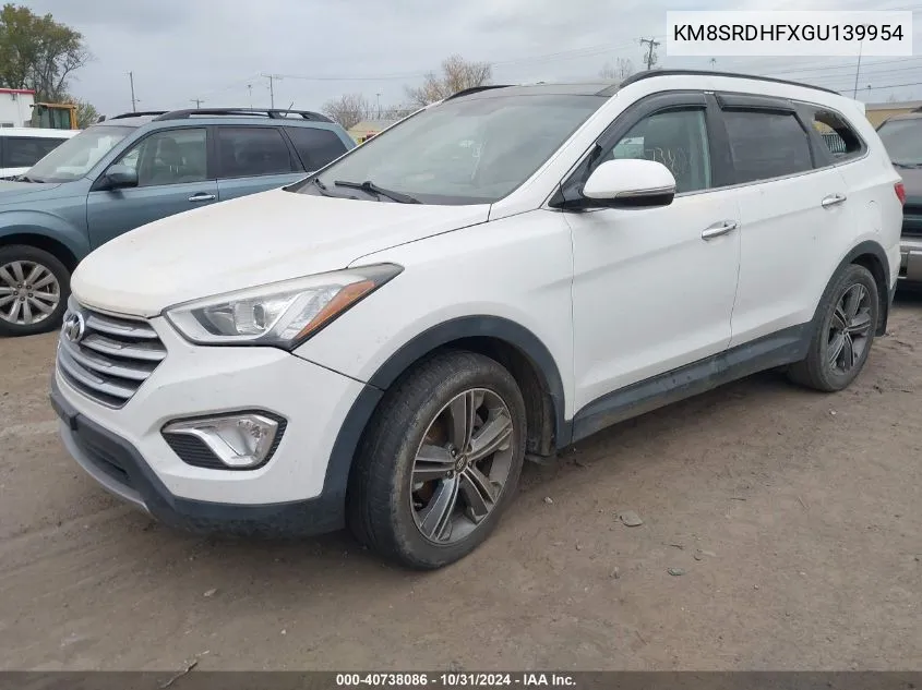 2016 Hyundai Santa Fe Se VIN: KM8SRDHFXGU139954 Lot: 40738086