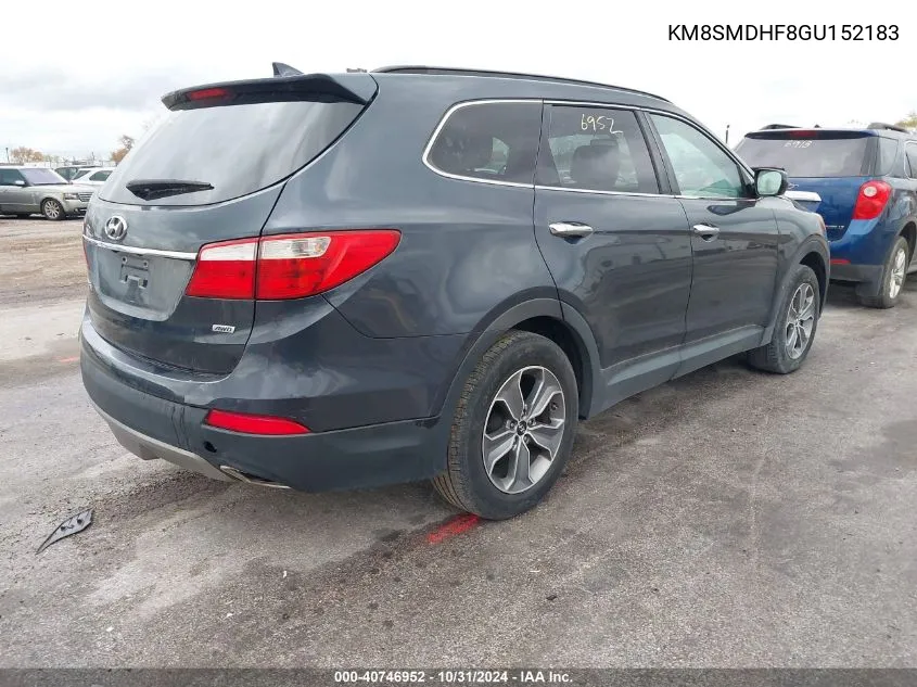 2016 Hyundai Santa Fe Se VIN: KM8SMDHF8GU152183 Lot: 40746952