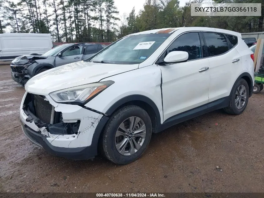 2016 Hyundai Santa Fe Sport 2.4L VIN: 5XYZT3LB7GG366118 Lot: 40750638