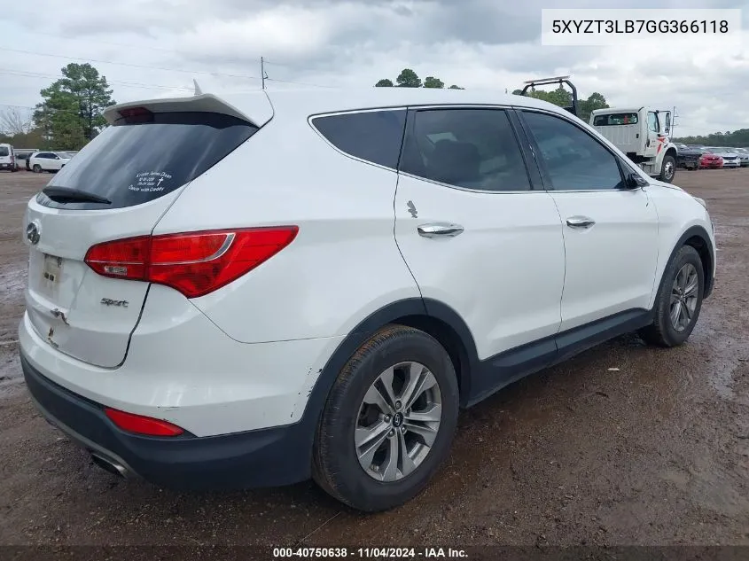 2016 Hyundai Santa Fe Sport 2.4L VIN: 5XYZT3LB7GG366118 Lot: 40750638