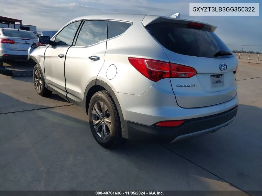 2016 Hyundai Santa Fe Sport 2.4L VIN: 5XYZT3LB3GG350322 Lot: 40761636