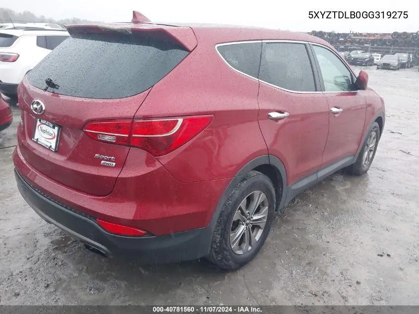 2016 Hyundai Santa Fe Sport 2.4L VIN: 5XYZTDLB0GG319275 Lot: 40781560