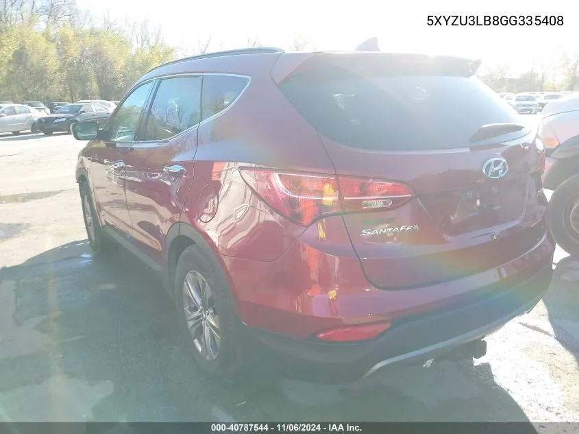 2016 Hyundai Santa Fe Sport 2.4L VIN: 5XYZU3LB8GG335408 Lot: 40787544