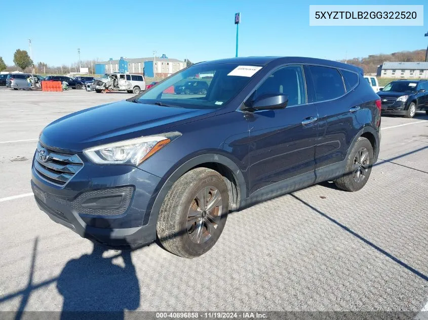 2016 Hyundai Santa Fe Sport 2.4L VIN: 5XYZTDLB2GG322520 Lot: 40896858